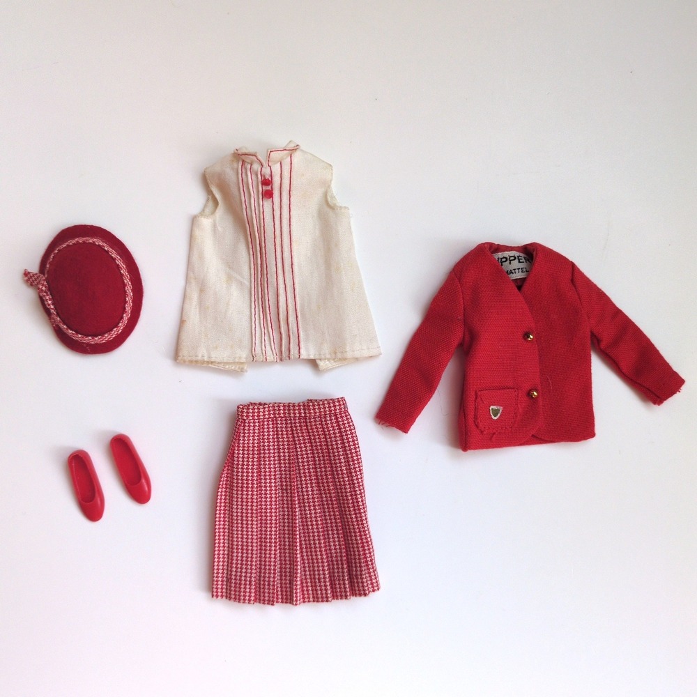 Vtg 60s‎ Barbie Skipper #1921 School Girl Clothing Outfit Skirt Shirt Jacket Hat